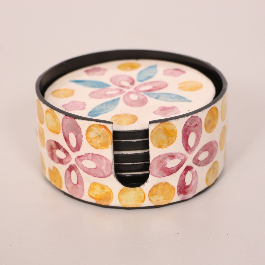 DOĞAL SEDEFLİ KUTULU 6'LI BARDAK ALTLIĞI SETİ