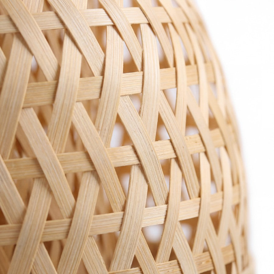 Doğal Bambu Masa Lambası 23x37 cm - El Örmesi Dekoratif Aydınlatma (E14 Duy)