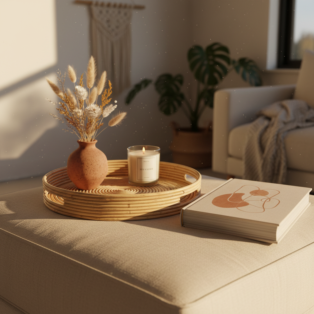 DOĞAL RATTAN VE BAMBU TEPSİ