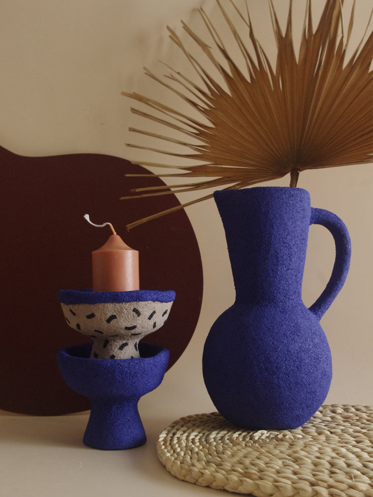 Hand-Painted Rustic Ceramic Candle Holder