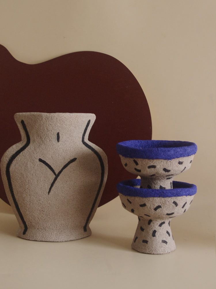 Hand-Painted Rustic Ceramic Candle Holder