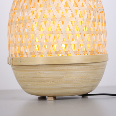 Doğal Bambu Masa Lambası 23x37 cm - El Örmesi Dekoratif Aydınlatma (E14 Duy)