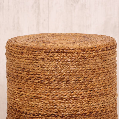 Doğal Muz Lifi Teak Ağacı Puf