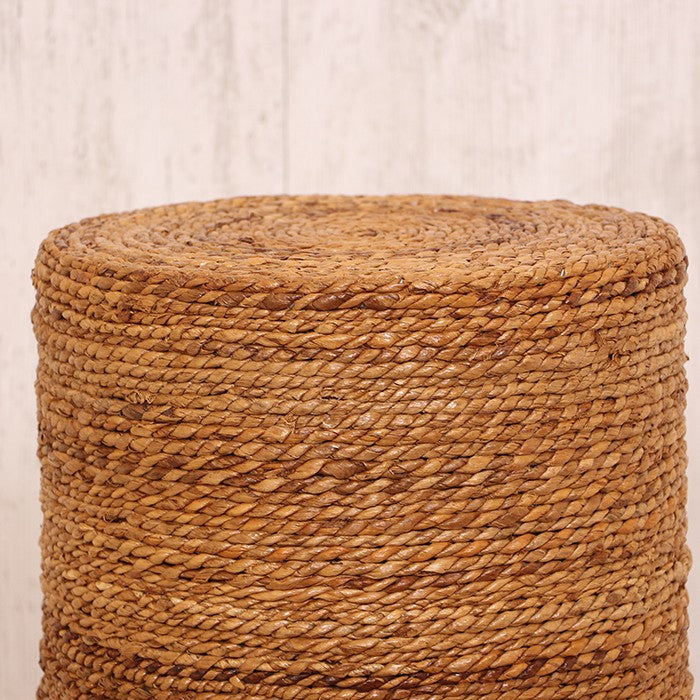 Doğal Muz Lifi Teak Ağacı Puf