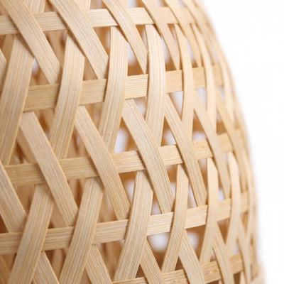 Doğal Bambu Masa Lambası 23x37 cm - El Örmesi Dekoratif Aydınlatma (E14 Duy)