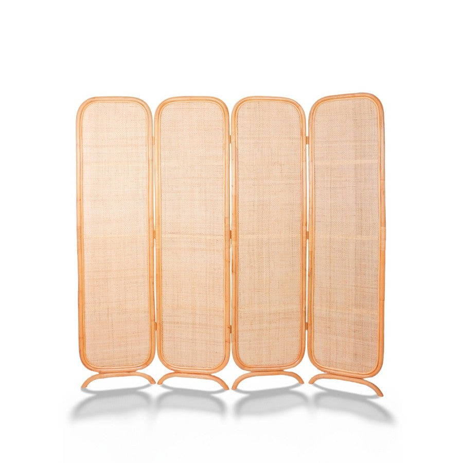 DOĞAL RATTAN VE HAZERAN GRAND DÖRTLÜ PARAVAN (190x183 cm)