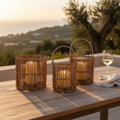 Rattan Mumluk 3'lü Set