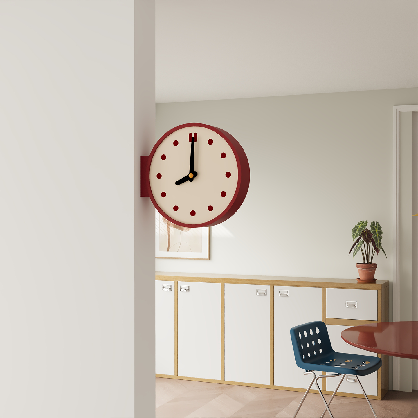 Corner View Double-Sided Clock