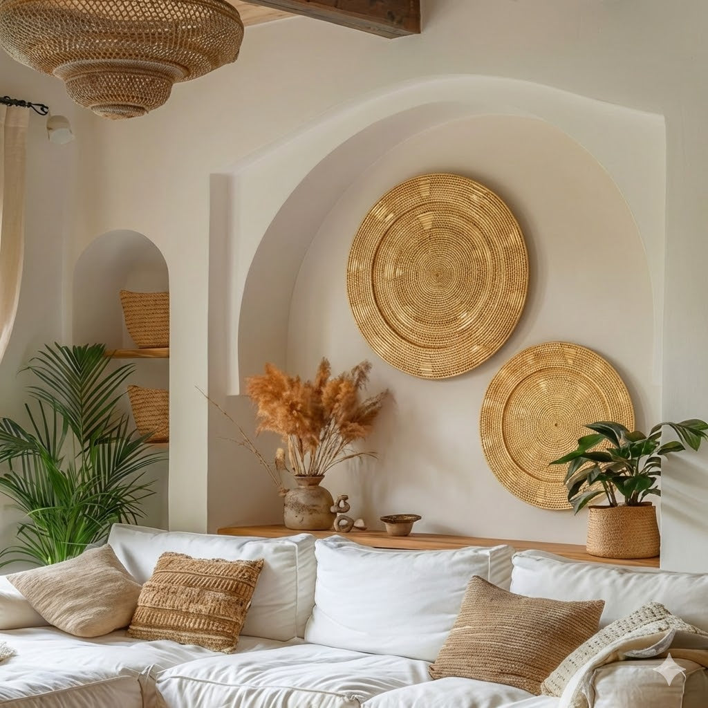 Rattan Duvar Tabağı 2'li Set